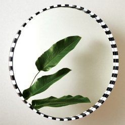 Black and white striped marble mirror