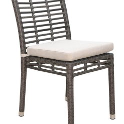 Graphite side chair with cushion.