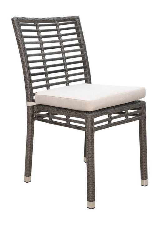 Graphite side chair with cushion.