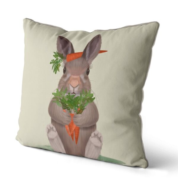 This bunny has a carrot bouquet and an extra little snack to top everything off. Side view.