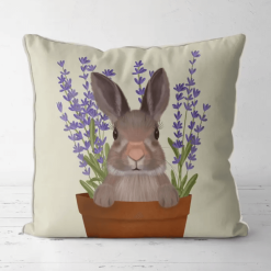 Bunny in pot of lavender