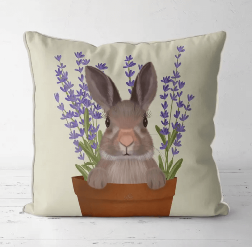 Bunny in pot of lavender