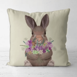 Rabbit with Bouquet Pillow