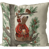 Pillow for sofa, with Bear in pine tree, & squirrel