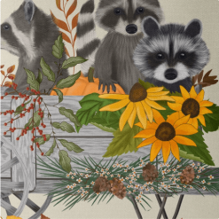 Raccoon pillow closeup view