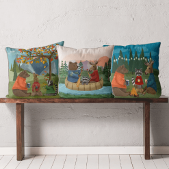 Woodland collection, with images of 3 pillows