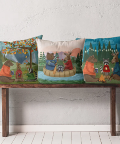 Woodland collection, with images of 3 pillows