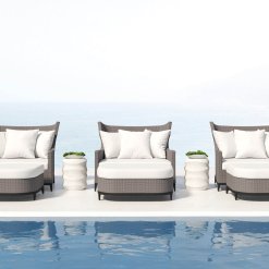 3 Captiva outdoor chairs and 1/2 outside by pool.