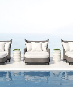 3 Captiva outdoor chairs and 1/2 outside by pool.