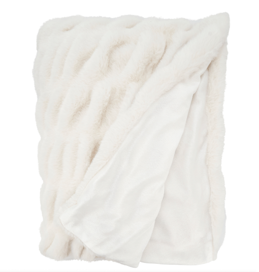 Ivory ruched throw front back.