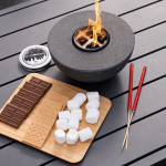 Portable small fire pit with smore fixings.