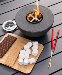 Portable small fire pit with smore fixings.