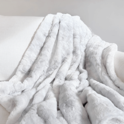 Faux Fur & Sherpa throw across sofa.