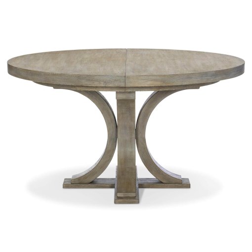 This white oak round dining table showcases an elegantly-crafted base consisting of four curved legs.