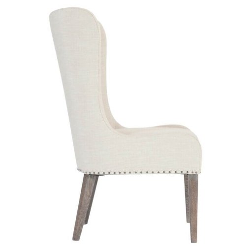 Albion upholstered wingback chair sideview.