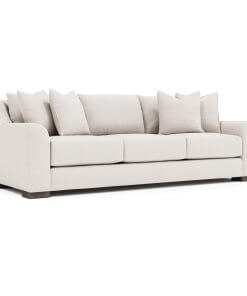 Gabi sofa shown in ivory upholstery, angled view.