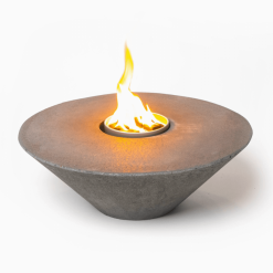 Concrete Bonfire Pit with insert lit.
