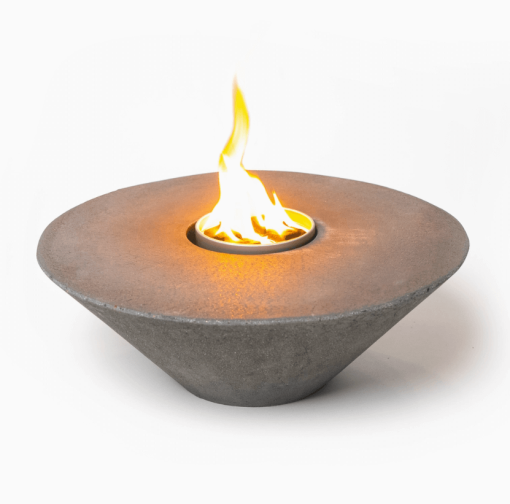 Concrete Bonfire Pit with insert lit.