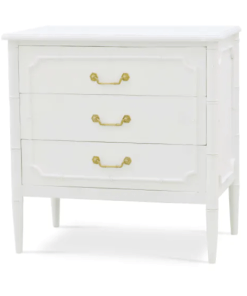 Chelsea 3-drawer white Nightstand angled front view