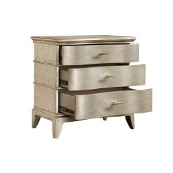 Starlite nightstand with open drawers