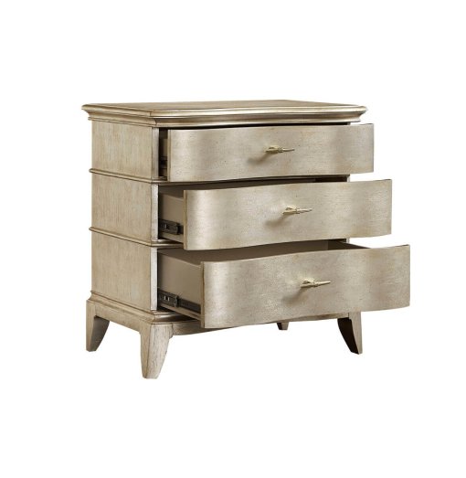 Starlite nightstand with open drawers