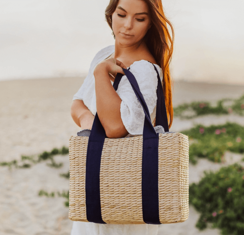 Parisian Picnic basket shown with navy trim