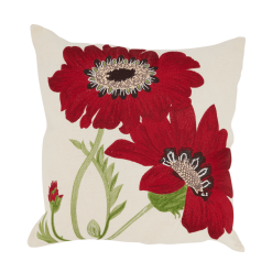 Red Dahlia embroidered pillow