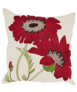 Red Dahlia embroidered pillow