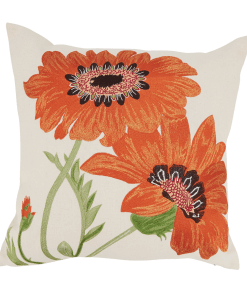 Orange Dahlia embroidered pillow