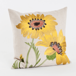 Yellow Dahlia embroidered pillow