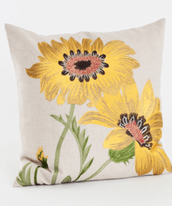 Yellow Dahlia embroidered pillow