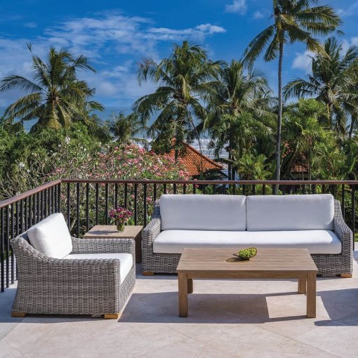 Tortola wicker sofa lifestyle with one chair