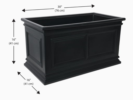 Covington planter in black with dimensions