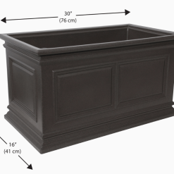 Covington planter in brownstone with dimensions