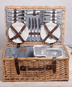 Blue&White Stripe picnic basket front