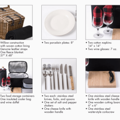 Deluxe Picnic Basket showing contents and descriptions.