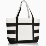 23" b&w tote bag front view.