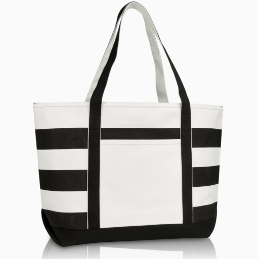 23" b&w tote bag front view.