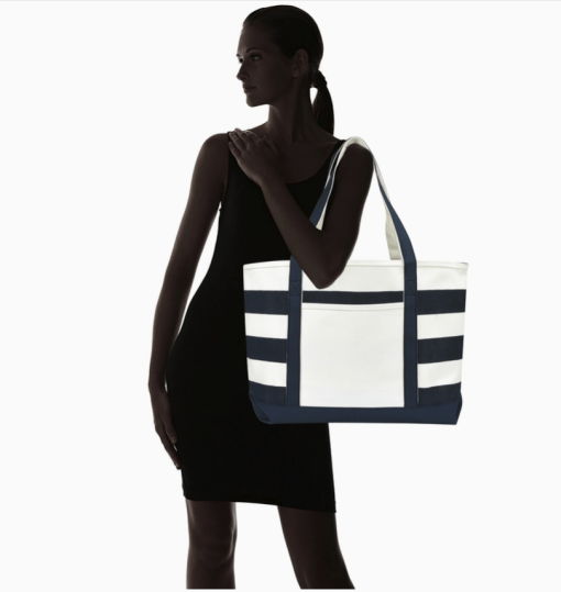 23" Navy tote lifestyle view.