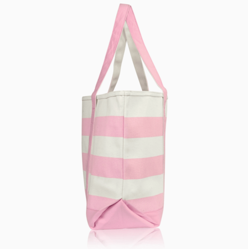 23" Pink tote bag side view.