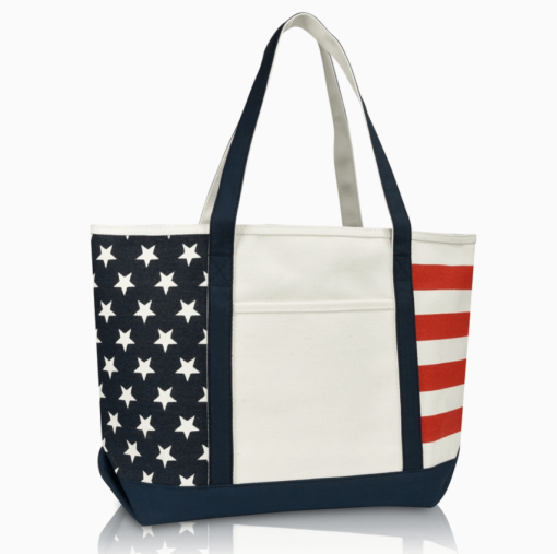 23" USA tote bag front view.