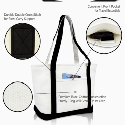 Black monogram tote bag callout options.