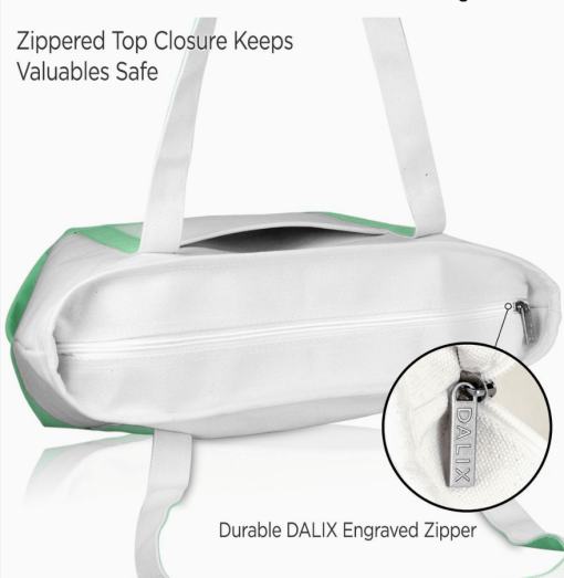 Mint Green monogram tote bag top zipper.
