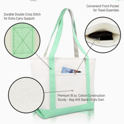 Mint Green monogram tote bag callout options.