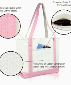 Pink monogram tote bag callout options.