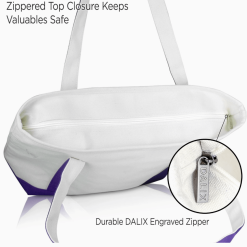 Purple monogram tote bag top zipper.