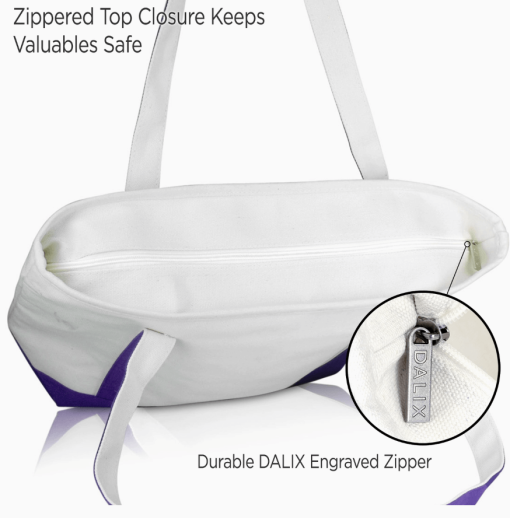 Purple monogram tote bag top zipper.