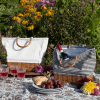 Willow White Fabric and striped bags shown side by side.