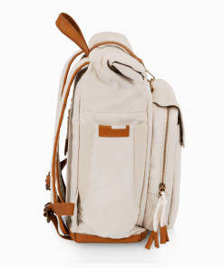 Carmel backpack cooler in tan side view