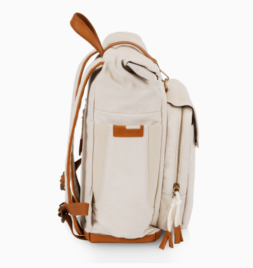 Carmel backpack cooler in tan side view